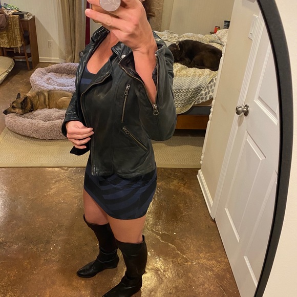 Free People black leather jacket - Picture 3 of 8